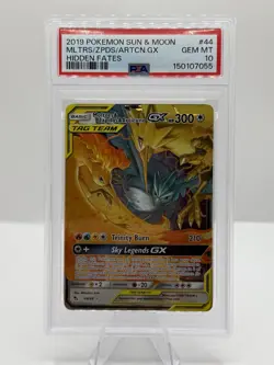 Pokemon TCG PSA GEM MINT 10 Moltres Zapdos Articuno GX 44/68 Hidden Fates - Image 1
