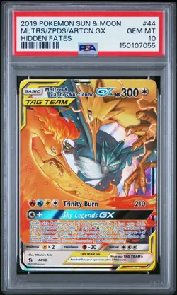 Pokemon TCG PSA GEM MINT 10 Moltres Zapdos Articuno GX 44/68 Hidden Fates - Image 3