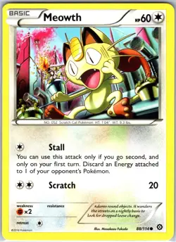 Meowth 88/114 Common XY - Steam Siege Pokemon NM - Image 1