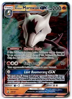 Alolan Marowak GX - SM187 Holo Promo Sun & Moon Promo Pokemon Damaged - Image 1