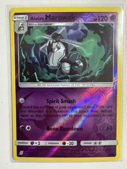 Pokemon Alolan Marowak Rare Reverse Holo 75/236 Unified Minds 120 HP English - Image 1