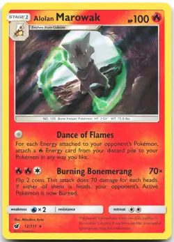 Alolan Marowak 12/111 Holo Rare Crimson Invasion Pokemon Holo Near Mint - Image 1