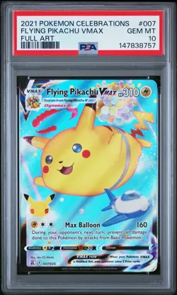 2021 POKEMON CELEBRATIONS #007 FULL ART/FLYING PIKACHU VMAX PSA 10 - Image 1