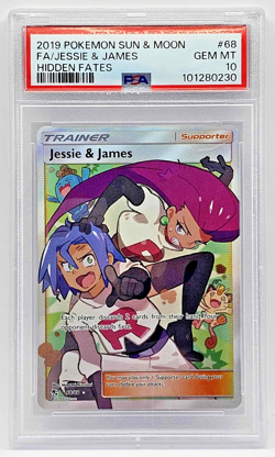 TCG Pokemon Jessie & James 68/68 Hidden Fates 2019 Full Art Holo PSA 10 - Image 1
