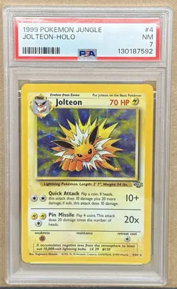POKEMON 1999 Jungle JOLTEON Holo #4 PSA 7 Near Mint RARE - Image 1