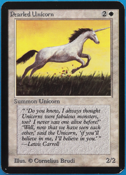 Pearled Unicorn Alpha NM White Common MAGIC GATHERING CARD (ID# 501347) ABUGames - Image 1