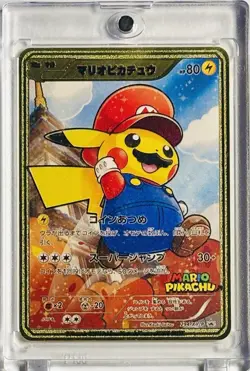 Mario Pikachu Cosplay Metal Polished Collectible Pokemon Card - New - Image 1