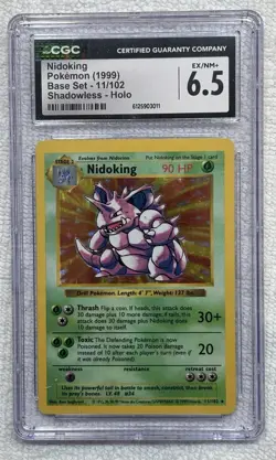 CGC 6.5 NIDOKING 1999 HOLO (Shadowless) 11/102 Pokemon Card - Image 1