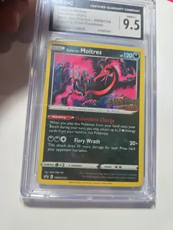 Pokemon TCG Galarian Moltres SWSH125 Prerelease Promo Holo Evolving Skies CGC - Image 2