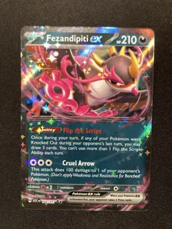 Fezandipiti EX 142/217 ASCENDED HEROES Near Mint Pokemon TCG Pack Fresh - Image 1