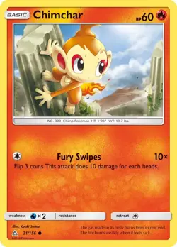 Chimchar (21) (21/156) Common NM SM05 SM - Ultra Prism Pokemon TCG - Image 1