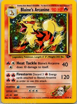 Blaine's Arcanine 1/132 Holo Rare Gym Challenge Pokemon NM - Image 1