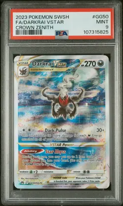 2023 POKEMON SWORD & SHIELD CROWN ZENITH #GG50 FULL ART/DARKRAI VSTAR PSA 9 - Image 1