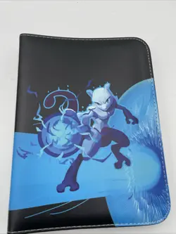 Pokemon Binder MEWTWO 7” X 9.5” Zipper Binder With Strap Faux Leather - Image 1