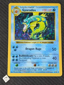 Gyarados 6/102 - Base Set Shadowless Holo Rare Pokemon TCG MP - Image 1