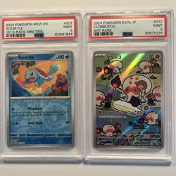 Pair Of Pokemon TCG PSA 9 English Squirtle And Japanese Clobbopus - Image 1