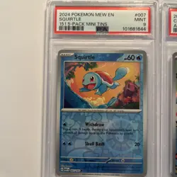 Pair Of Pokemon TCG PSA 9 English Squirtle And Japanese Clobbopus - Image 2