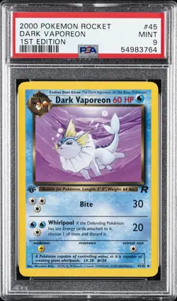 2000 POKEMON ROCKET 1ST ED #45 DARK VAPOREON PSA 9 - Image 1