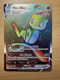 Pokemon Card Mew VMAX Rainbow Secret Rare Holo Fusion Strike 268/264 NM - Image 1