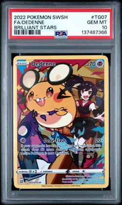 2022 POKEMON SWORD & SHIELD BRILLIANT STARS #TG07 FULL ART/DEDENNE PSA 10 - Image 1