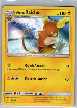 Alolan Raichu 30/30 Holo SM Trainer Kit: Lycanroc & Alolan Raichu - Pokemon - LP - Image 1