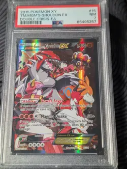 2015 POKEMON XY DOUBLE CRISIS #15 FULL ART/TEAM MAGMA'S GROUDON EX PSA 7 See Pic - Image 1