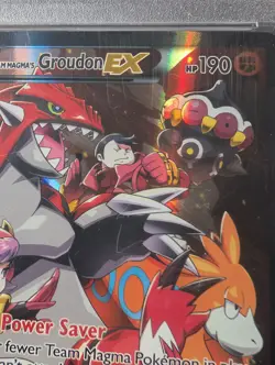 2015 POKEMON XY DOUBLE CRISIS #15 FULL ART/TEAM MAGMA'S GROUDON EX PSA 7 See Pic - Image 3