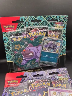 🔥TWO Pokemon Paldean Fates Tech Sticker Collection 3 Packs Maschiff + Greavard - Image 2