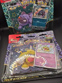 🔥TWO Pokemon Paldean Fates Tech Sticker Collection 3 Packs Maschiff + Greavard - Image 3