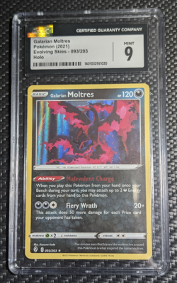 2021 Pokemon SWSH Evolving Skies Galarian Moltres Holo #093/203 CGC Mint 9 - Image 1