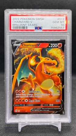 2022 Pokemon Sword & Shield Brilliant Stars Charizard V 017 PSA 10 - Image 1