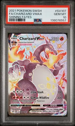 2021 POKEMON SWORD & SHIELD SHINING FATES #SV107 FULL ART/CHARIZARD VMAX PSA 10 - Image 1