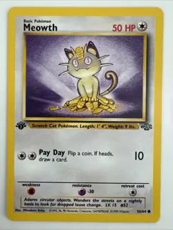 Pokemon TCG - MEOWTH - 1ST EDITION - 56/64 - WOTC - JUNGLE (1999) - LP - Image 1
