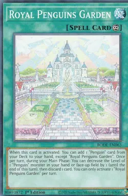 YUGIOH CARD 3 X ROYAL PENGUINS GARDEN BODE-EN63 1ST EDITION - Image 1