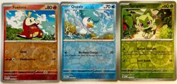 Fuecoco, Quaxly, Sprigatito Pokemon TCG Lot 3 Common Reverse Holo Cards English - Image 1