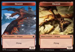 MTG Foundations TOKEN Dragon #0016 Dragon #0017 PLAYSET 4X X4 - Image 1