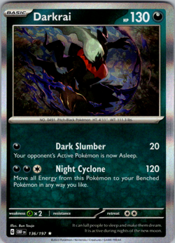 Pokemon TCG Darkrai - 136/197 - Cosmos Holo - Obsidian Flames - NM Card - Image 1