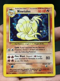 Pokemon TCG Ninetales Base Set Holo Unlimited Rare Card 12/102- LP - Image 1