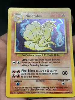 Pokemon TCG Ninetales Base Set Holo Unlimited Rare Card 12/102- LP - Image 2