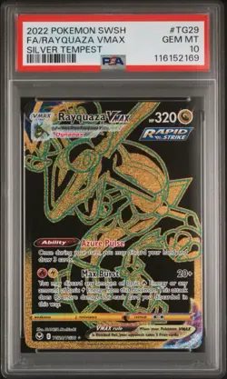 PSA 10 Rayquaza VMAX Silver Tempest TG29/TG30 Gold Full Art Pokemon Card - Image 1