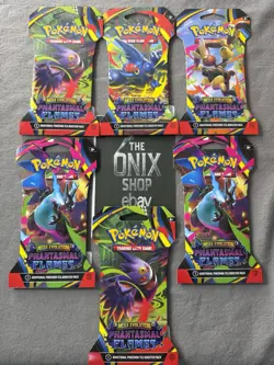 Pokemon Scarlet Violet Phantasmal Flames Sleeved Booster Pack Sealed - 6 Pack - Image 1