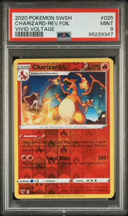 2020 POKEMON SWORD & SHIELD VIVID VOLTAGE #025 CHARIZARD-REVERSE FOIL PSA 9 - Image 1
