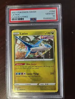 2021 POKEMON FUSION STRIKE 194 LATIOS - PSA 10 POP 7! #19 - Image 1