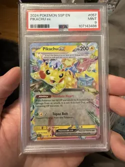 2024 POKEMON SSP EN-SURGING SPARKS #057 PIKACHU EX PSA 9 - Image 1