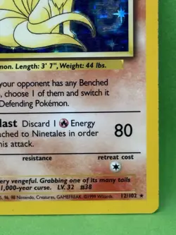Ninetales 12/102 - MP - Pokemon Base Set - Holo Rare - Image 3