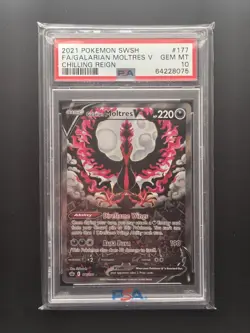 Pokemon Chilling Reign Galarian Moltres V 177/198 Full Art Holo PSA 10 - Image 1
