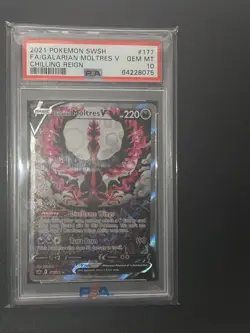 Pokemon Chilling Reign Galarian Moltres V 177/198 Full Art Holo PSA 10 - Image 2