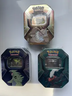 3 x Triple Whammy Collector Sealed Tins Complete Tin Set Pokemon TCG 2024 - Image 1