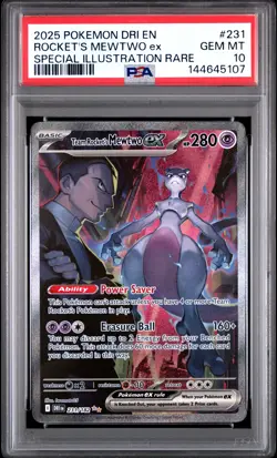 2025 POKEMON DRI EN-DESTINED RIVALS #231 TEAM ROCKET'S MEWTWO EX PSA 10 - Image 1
