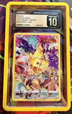 CGC Pristine 10 Pikachu 160/159 Crown Zenith Secret Rare Holo Pokemon 2023 - Image 3